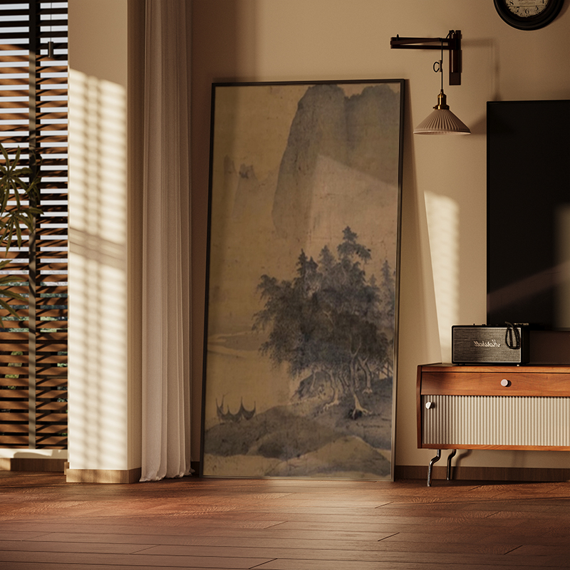 中古风客厅玄关过道装饰画宋代美学茶室挂画卧室床头挂画古树古画