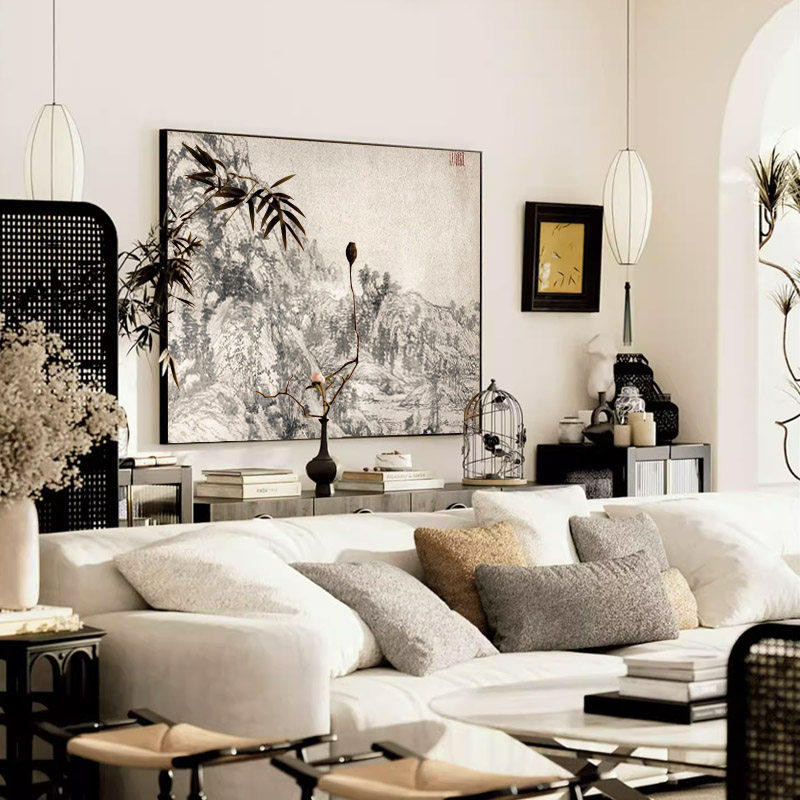 中古风装饰画客厅挂画餐厅卧室玄关法式中国风壁画中式古画山水画