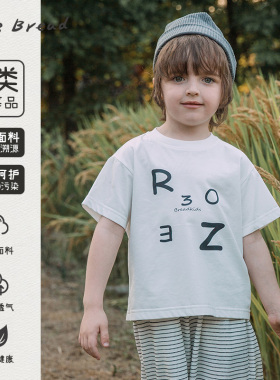 ryebread/黑面包童装 韩系字母印花男小童圆领短袖T恤SA4夏