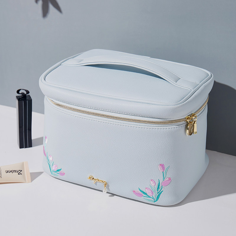日本刺绣化妆包大容量PU郁金香2026新款手提便携防水化妆品收纳包,收纳整理,化妆包,淘宝优惠券,粉丝福利购,淘宝优惠卷