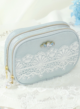 日本Raiponce春日白茶便携女随身口红收纳包迷你方形化妆包大容量