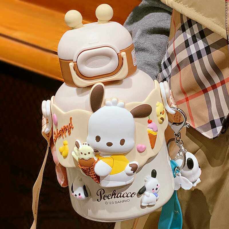 法国Fad Karan三丽鸥保温杯316不锈钢女生玉桂狗水杯可爱吸管杯