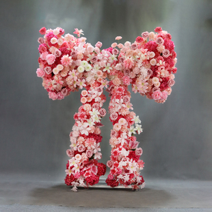 新款婚庆蝴蝶结铁艺摆件舞台道具创意生日宴布置求婚表白背景花架