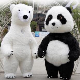 网红充气大熊猫草莓熊北极熊真人穿戴表演卡通人偶服玩偶服校运会