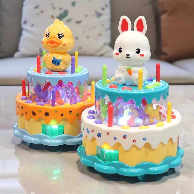 儿童电动灯光音乐萌宠蛋糕女孩子仿真过家家玩具宝宝早教生日礼物