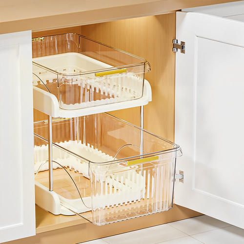 厨房抽拉式置物架柜子橱柜内分层收纳神器双层厨柜下水槽抽屉拉篮