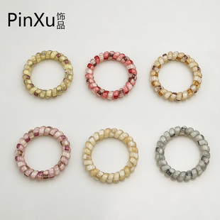 品旭果冻色渐变电话线发圈女高级感简约无痕头绳扎马尾皮筋头饰