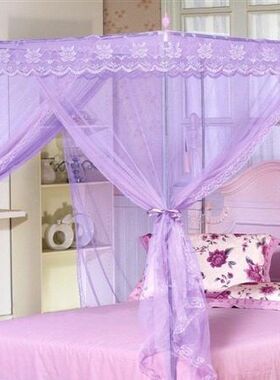 不锈钢落地宫廷蚊帐三开门2米1.5M1.35米1.8M 2.2M床1.2M双人学生