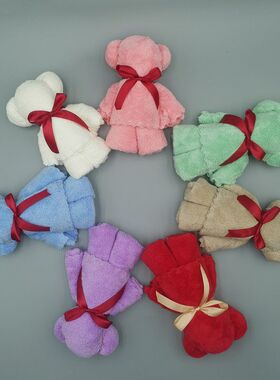 小熊毛巾大号珊瑚绒3575伴手礼LOGO刺绣印字开业活动回礼礼品毛巾