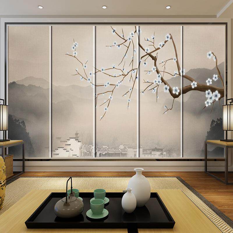 新中式软包背景墙酒店客厅餐厅沙发墙影视电视墙喷绘壁画图案硬包