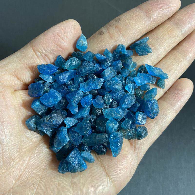 天然水晶碎石蓝磷灰碎石未打磨蓝磷灰原石原矿鱼缸花盆造景水晶石