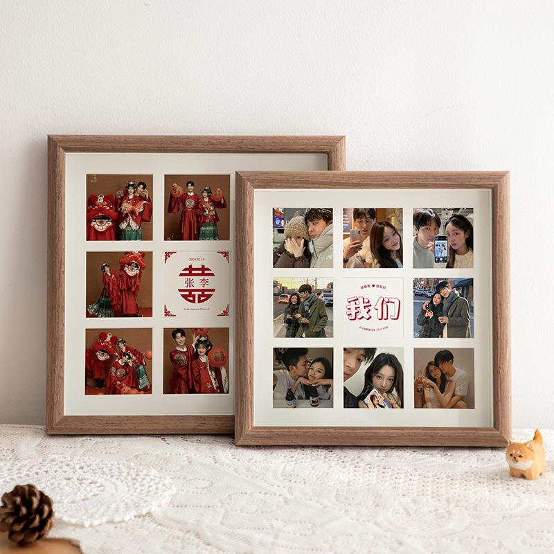 立体中空摆台正方形油画棒相框手工diy四宫格九宫格照片画框装裱