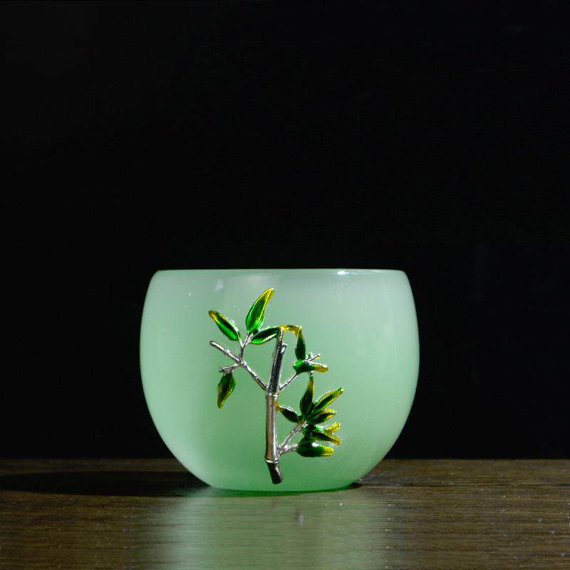 琉璃主人杯珐琅彩贴花茶杯玉瓷茶具个人杯梅兰竹菊纯色彩色品茗杯