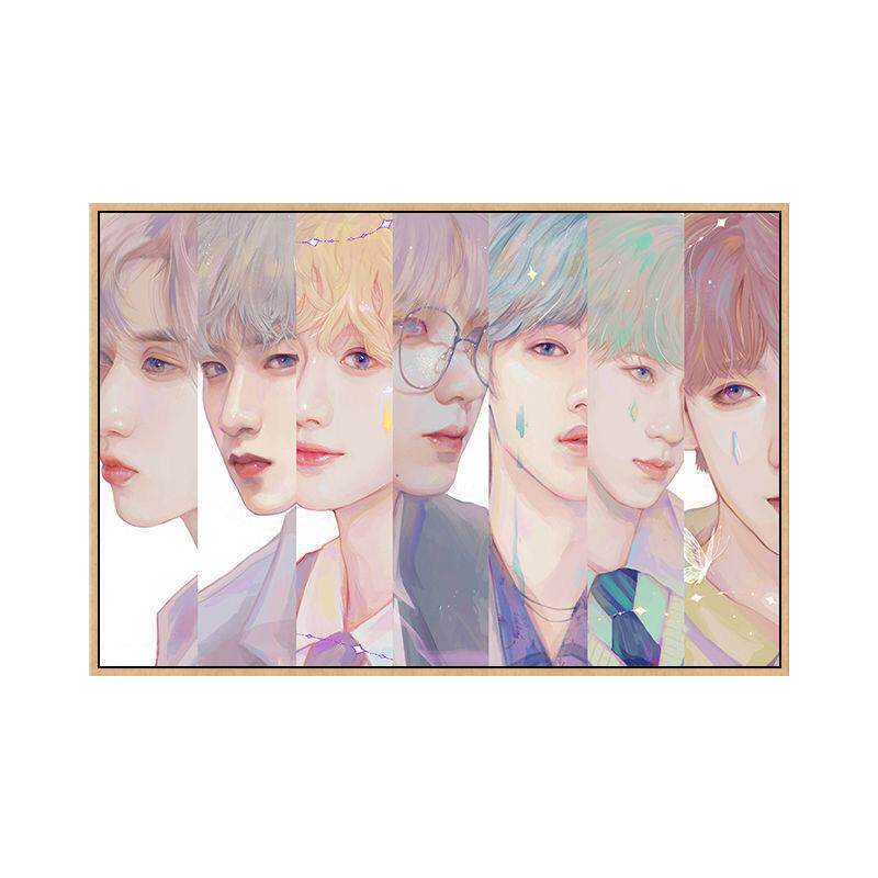 少年团diy数字油画手绘填色明人画像丙烯油彩画明星客厅沙发挂画