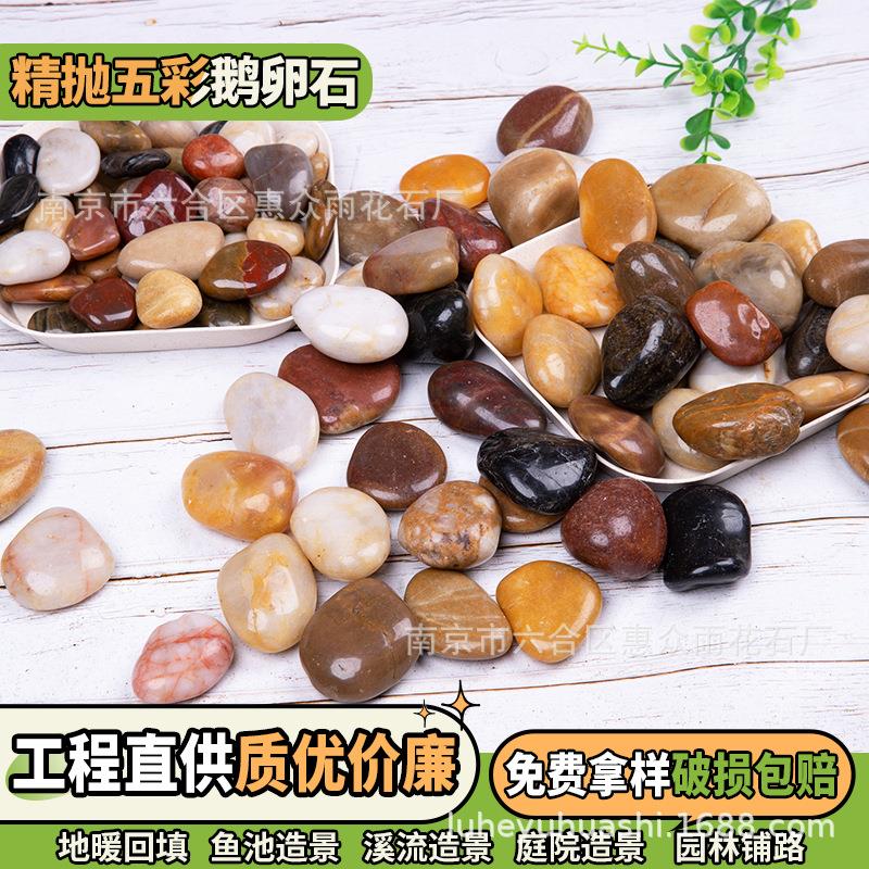 五彩鹅卵石园林铺路庭院造景雨花石鱼缸景观装饰石石材彩石