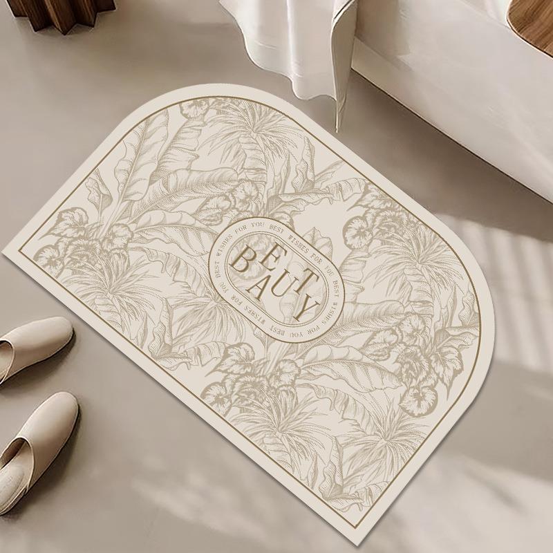 复古奶油风硅藻泥吸水速干浴室地垫卫生间防滑脚垫洗澡间浴缸脚垫