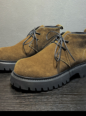 2026中帮男靴反绒皮马丁靴男潮流高帮加绒皮靴43348-a