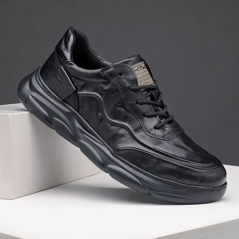 高性价比轻底上线真皮男士休闲皮鞋2026新款绑带手抓纹舒适男板