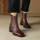佩琪2025冬季 16951 新款 短靴方头粗跟高跟后拉链头层牛皮女靴11