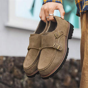 2026秋季新款英伦风百搭孟克鞋正装鞋休闲平底潮流马丁靴搭扣