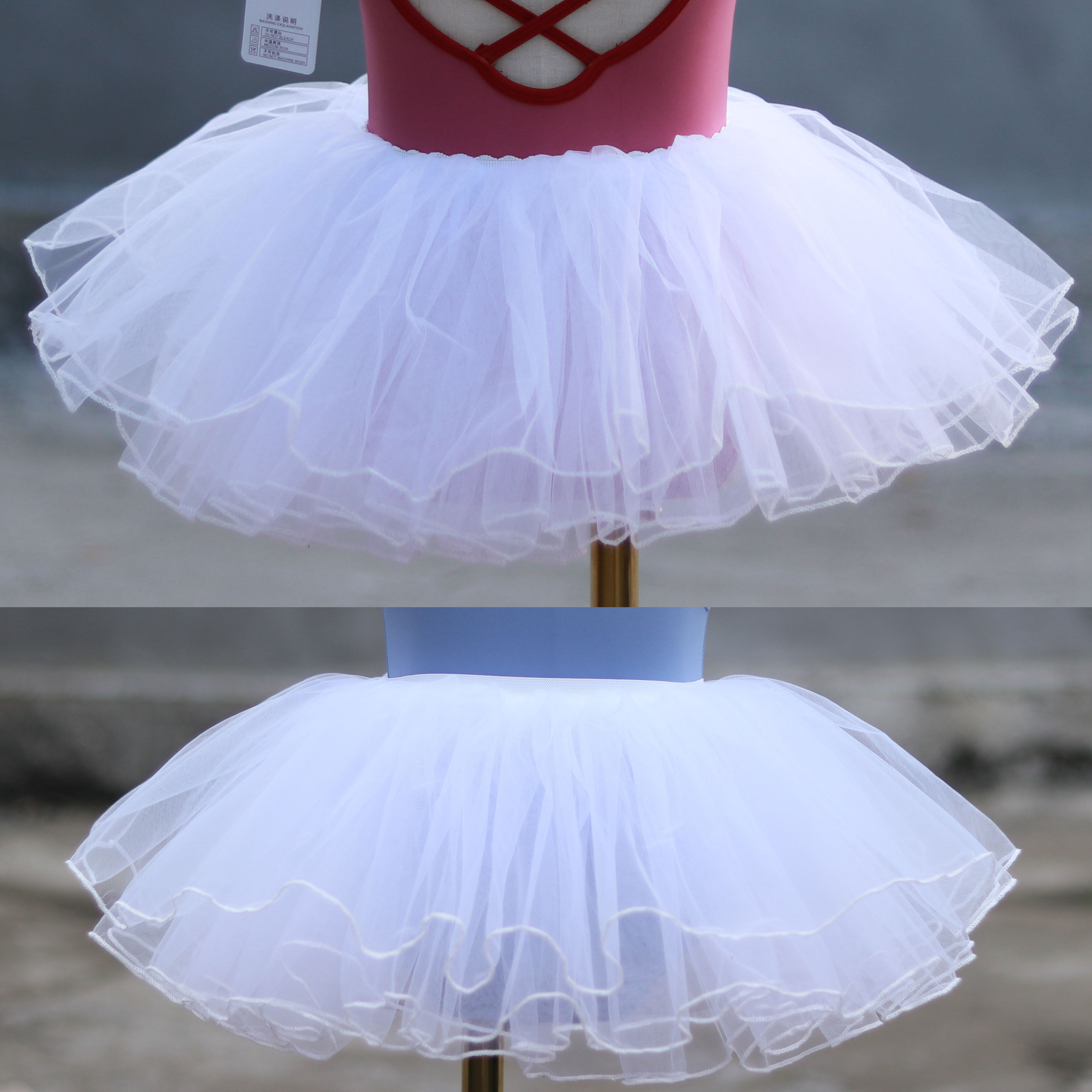 儿童舞蹈纱裙女童半身蓬蓬裙半身裙女孩短裙芭蕾白色网纱跳舞裙子