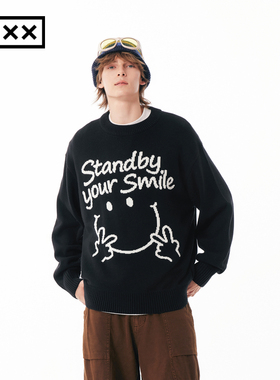 胡意旋同款【INXX】 Standby 趣味笑脸毛衣男女休闲圆领针织衫