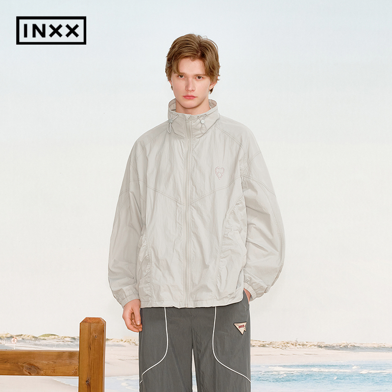 【INXX】潮牌活力抽皱结构外套撞色立体包针绣夹克情侣XRF2140806
