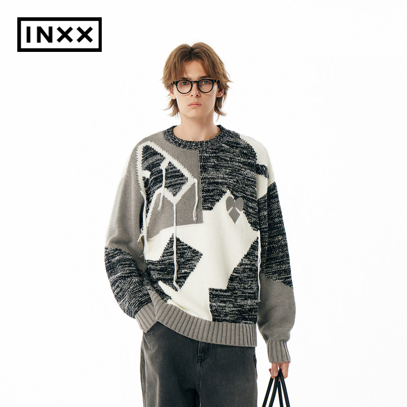 【INXX】APYD潮牌冬新品甲骨文爱心刺绣针织衫情侣毛衣APE4061325
