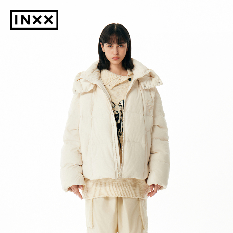 【INXX】APYD潮牌冬季新品刺绣连帽纯色羽绒服男女同款APE4151329