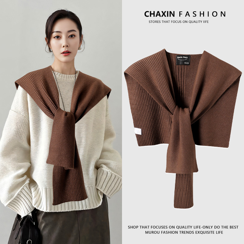 春秋冬季加厚空调房披肩外搭女2025新款针织羊毛斗篷百搭护颈搭肩