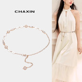 小香风花朵腰链配饰女2024新款 装 饰连衣裙配裙子珍珠链条腰带细