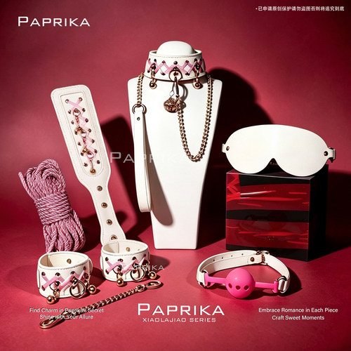 PAPRIKA女仆粉色蝴蝶结套装choker项圈cos手环脚环手拍眼罩六件套