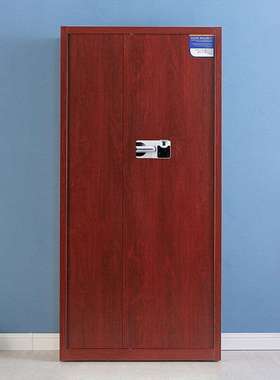 欧思泰钢制红色木纹转印保密柜国保指纹锁文件柜铁皮柜电子密码锁