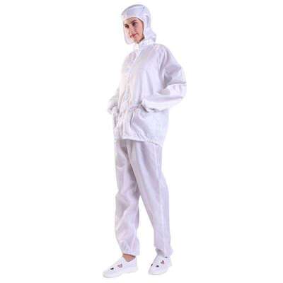 安ams白色条纹防静电分体服带帽无尘车间实验室防尘工作