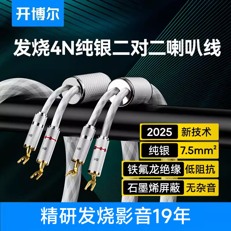 开博尔发烧4N纯银二对二喇叭线加粗5平方音频线HIFI功放音箱线