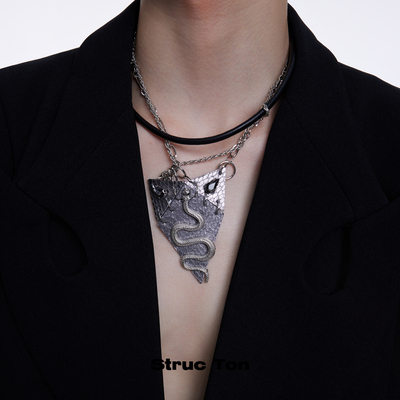 Structon银色系机械蛇皮赛博项链