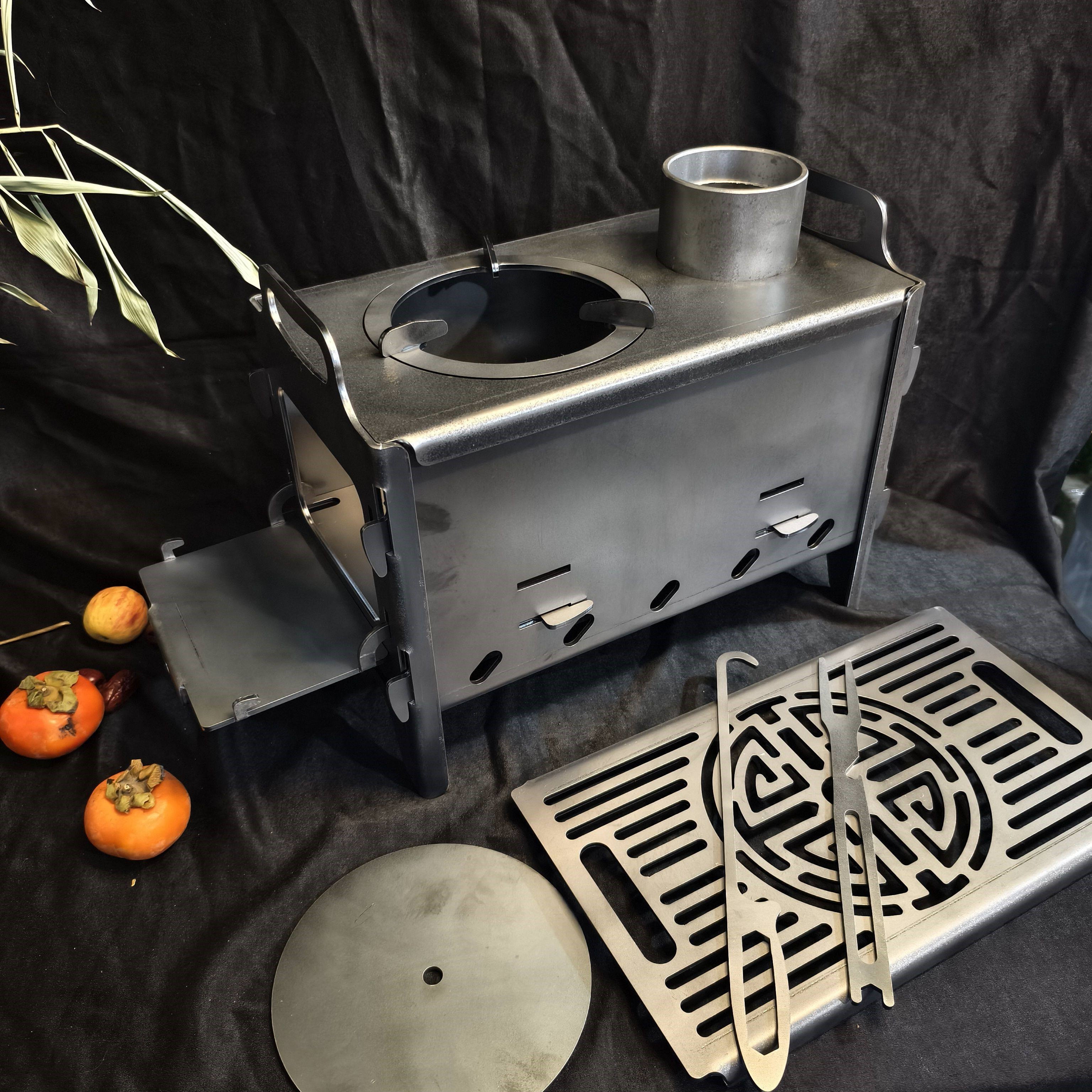 多功能柴火炉拆装取暖炭炉烧烤炉暖炉加厚钢板携带方便露营帐篷取