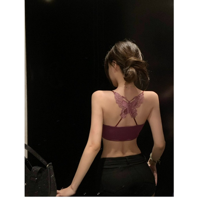 SE纯欲风蝴蝶美背短袖T恤女夏季2025新款气质短款套头吊带