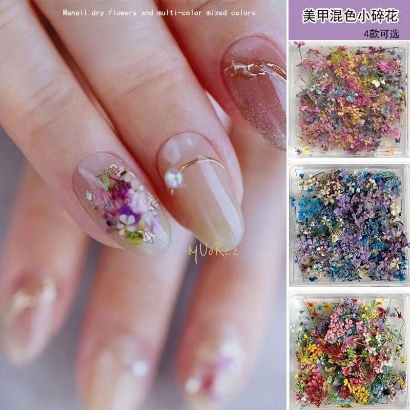 美甲干花指甲饰品日式ins风莫奈花园油画花瓣小花碎花diy材料