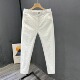 夏季 男士 薄款 裤 日系潮牌纯棉修身 子直筒简约百搭白色休闲裤 九分裤
