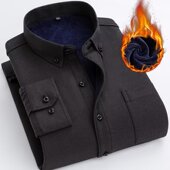 长袖 衬衫 男士 冬季 加厚修身 牛津纺青年耐脏耐磨打底加绒保暖衬衣