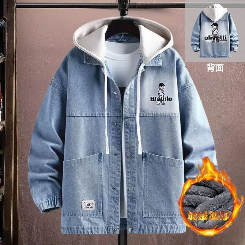 加绒加厚+翻领+连帽+印花+耐磨