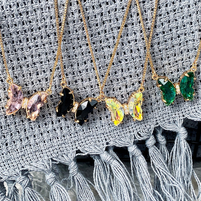 South Korea Super Fairy Dream Crystal Butterfly Necklace