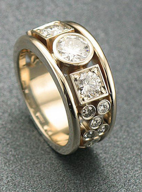 New Ring Geometric Round Square Ring Heavy Industry Status