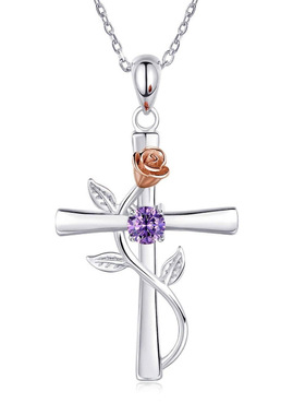 Necklace Romantic Cross Rose Winding Personality Pendant