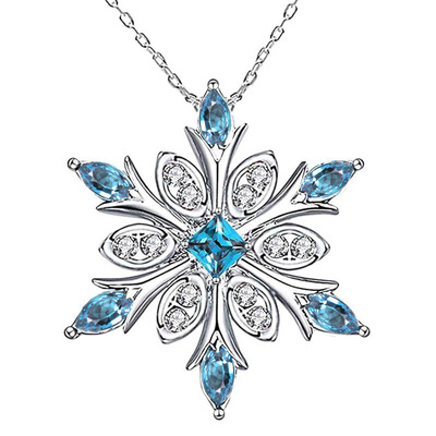 Snowflake Design Necklace Inlaid Pendant Female Christmas