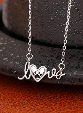 Letter Pendant Clavicle Chain Heart-shaped Love Animal Cat