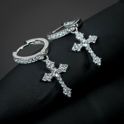 Cross Earrings Inlaid With High Quality Earrings For Men