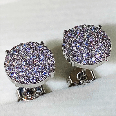 Earrings Korean Simple Full Diamond Inlaid Round Earrings