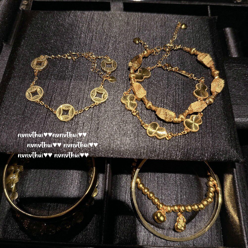 日系设计师TopWhit碎碎冰碎碎铜钱手链 金坨坨葫芦碎冰冰手镯 叠